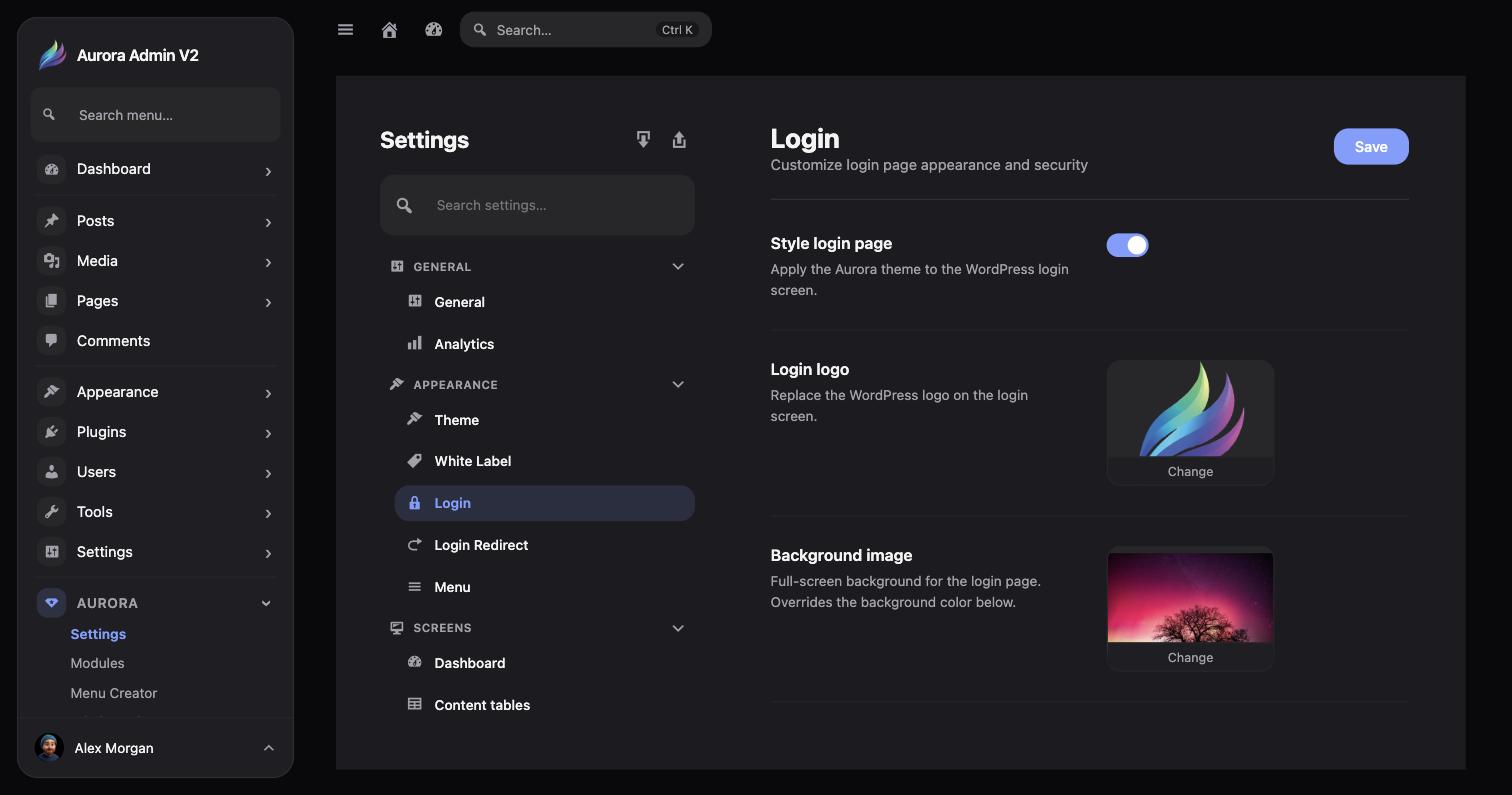 Login Customization in Aurora Admin