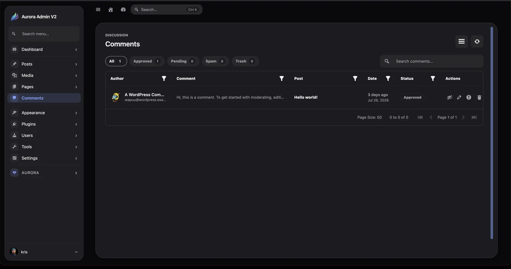 Aurora comment manager
