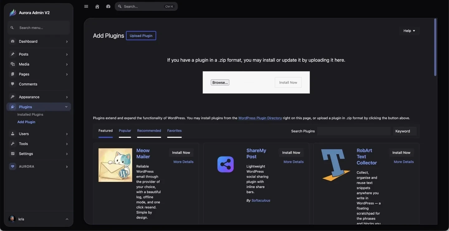 Upload a plugin ZIP