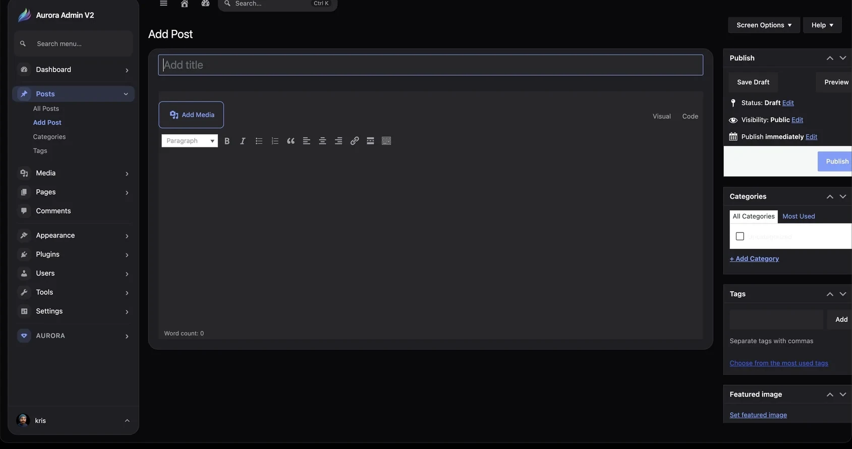 Add a new post with the Classic Editor