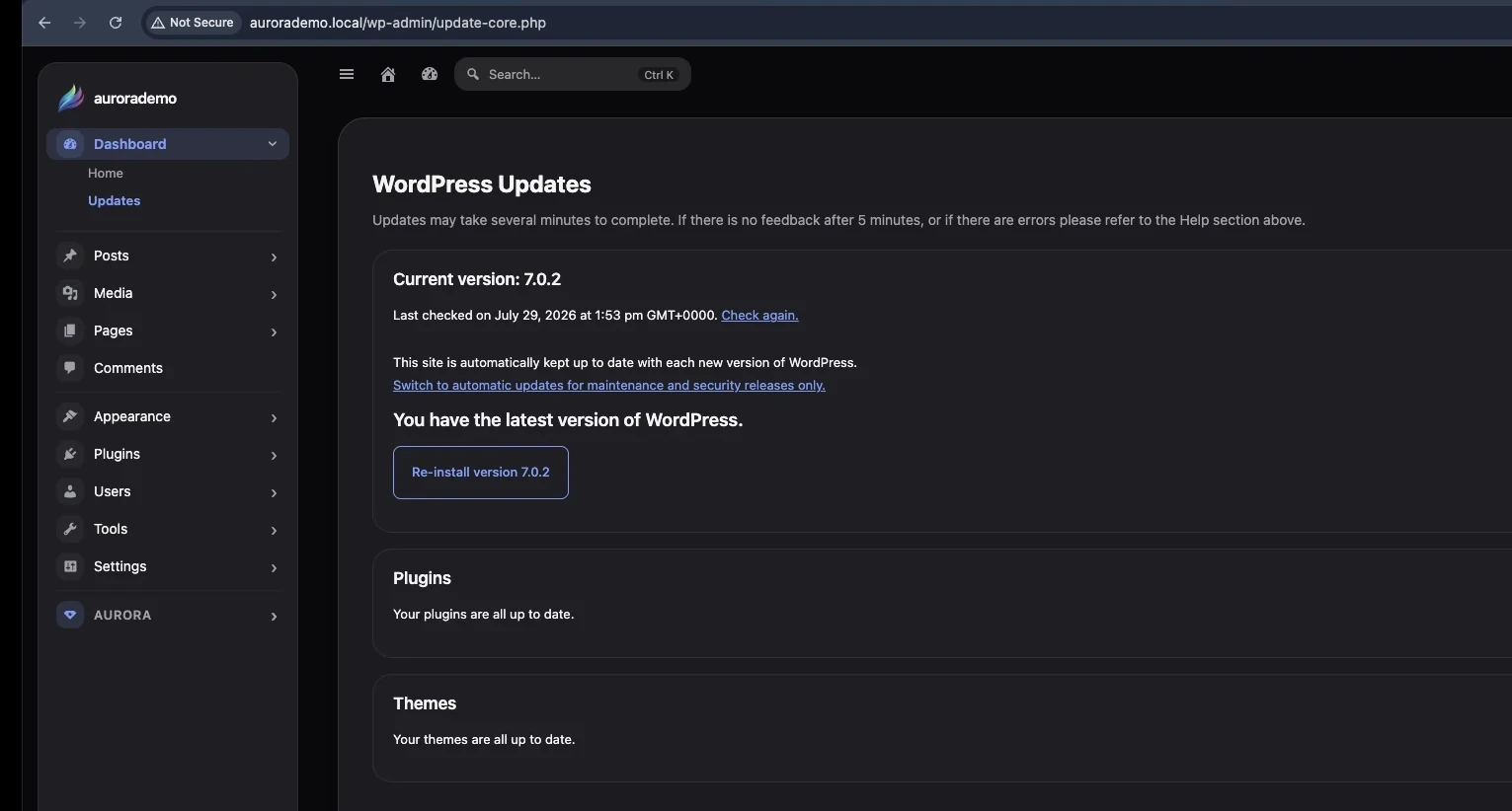 Safe Updates in Aurora Admin