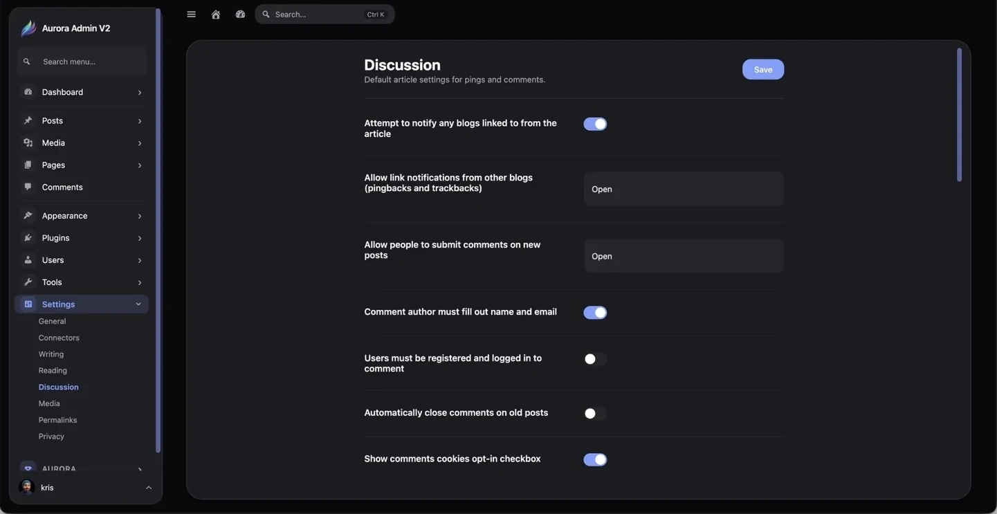 Discussion defaults