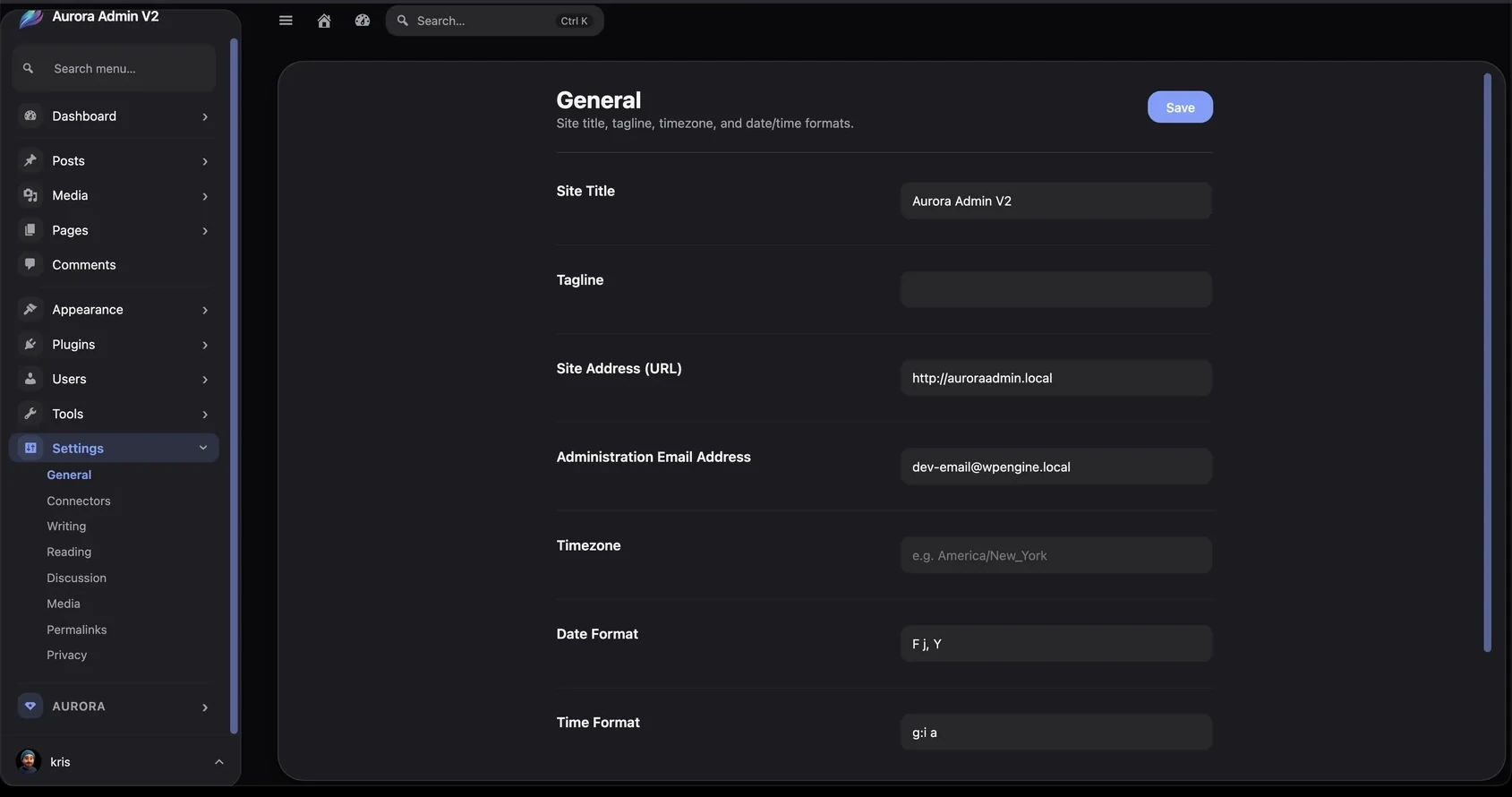 General settings