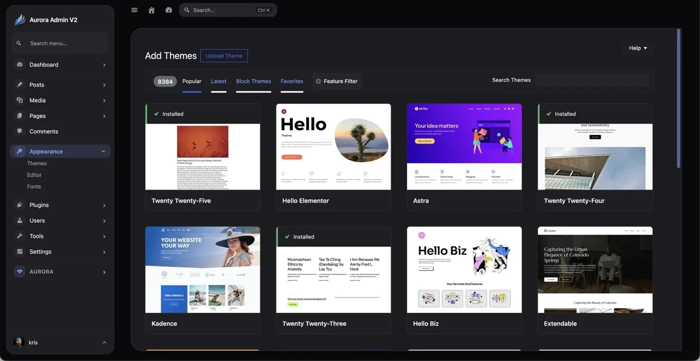 Browse WordPress themes