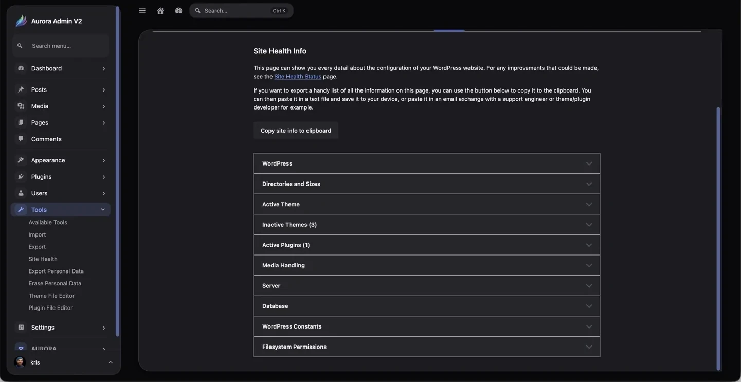 Site Health information
