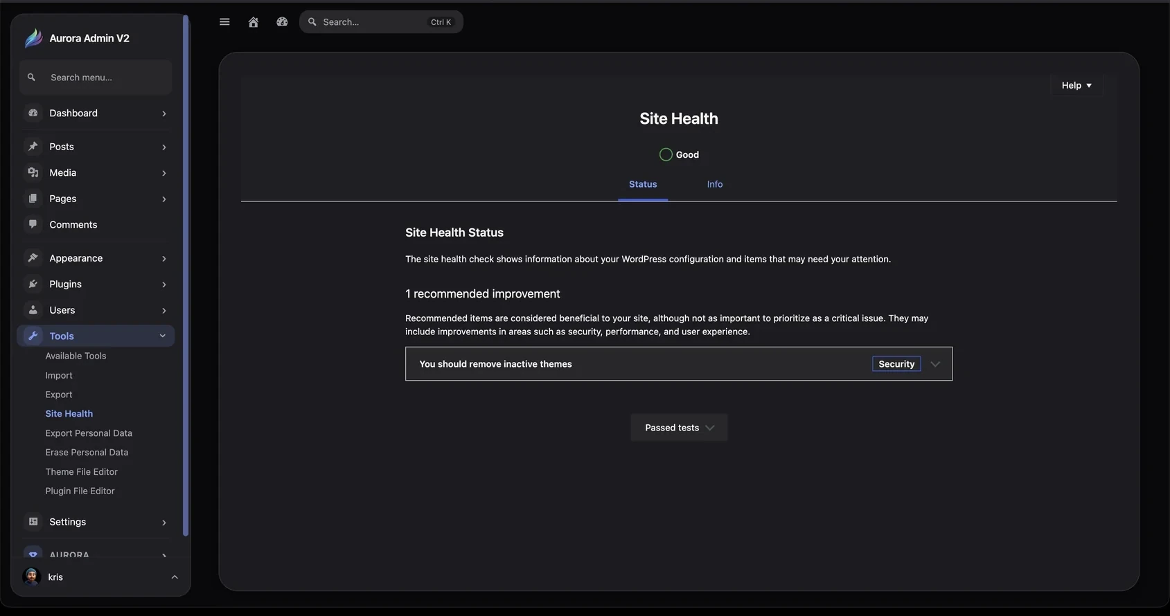 Site Health status