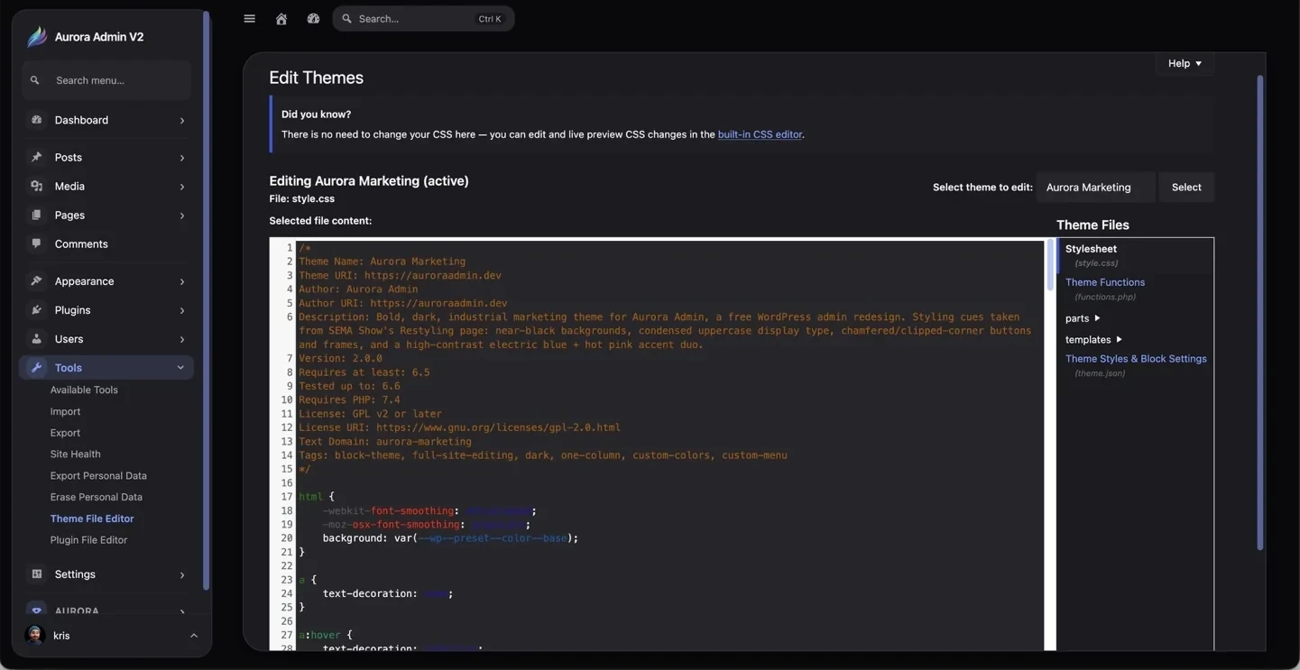 Theme file editor