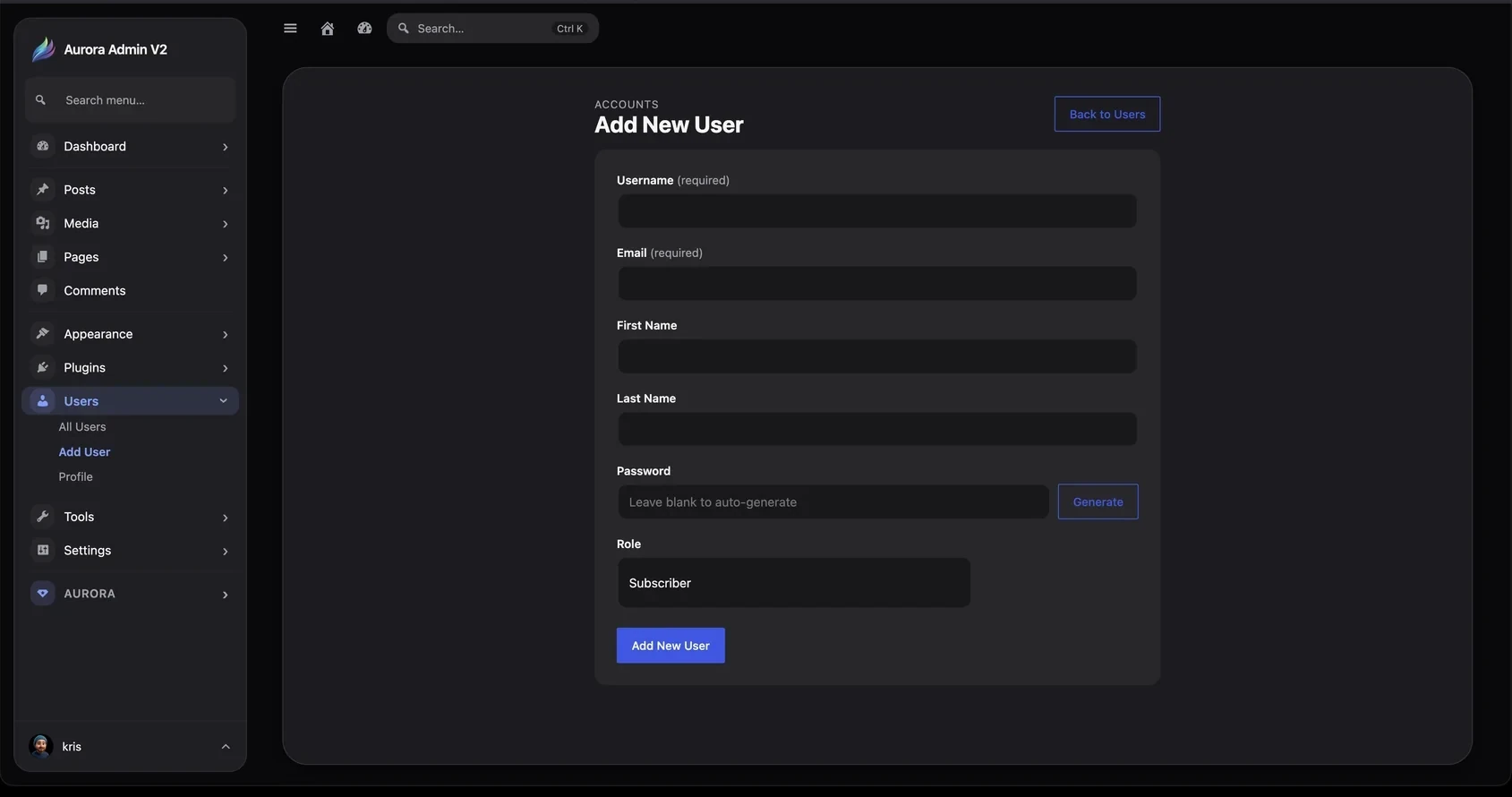 Add a new user
